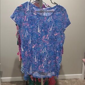 Blue & Pink Sailboat Print Short Sleeve Tee